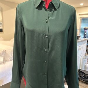 Babaton Deep Green Button-Down Shirt %100 silk
